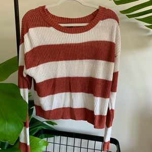 Burnt orange and white striped comfy sweater